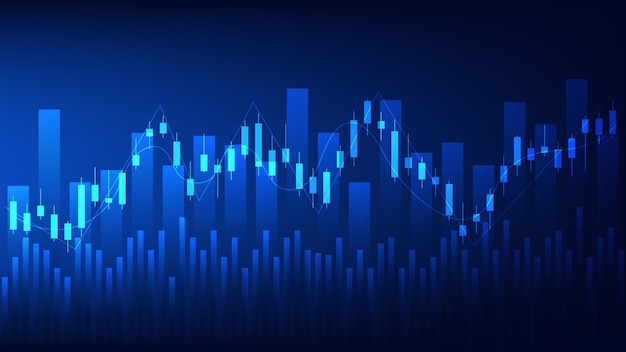 Concetto di fondo di economia e finanza. candele del mercato azionario con grafico a barre