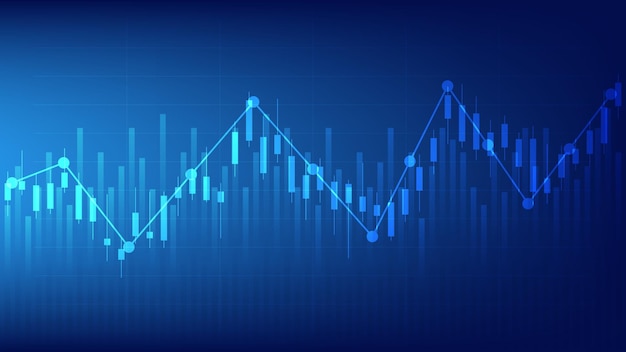 Economy and finance background. financial business statistics with candlesticks and bar chart