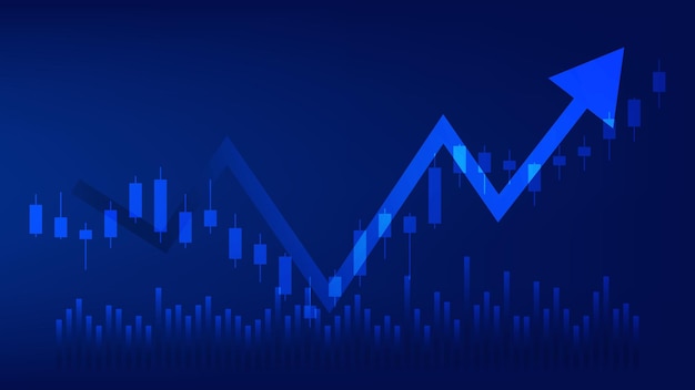 Economy and finance background. financial business statistics with candlesticks and bar chart