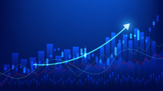 Economy and finance concept. financial business statistics stock market candlesticks and bar chart