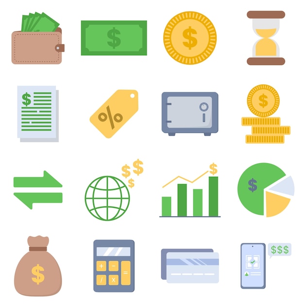 economy and investment business icon pack