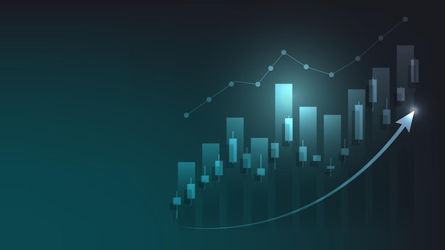 economy situation concept. Financial business statistics with bar graph and candlestick chart