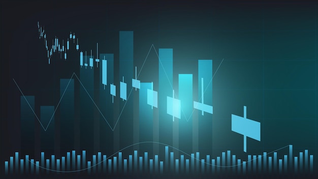 Concetto di situazione economica. le statistiche finanziarie con grafico a candele mostrano il mercato azionario