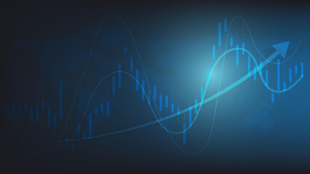 Economy situation concept. financial business statistics with candlestick chart show stock market