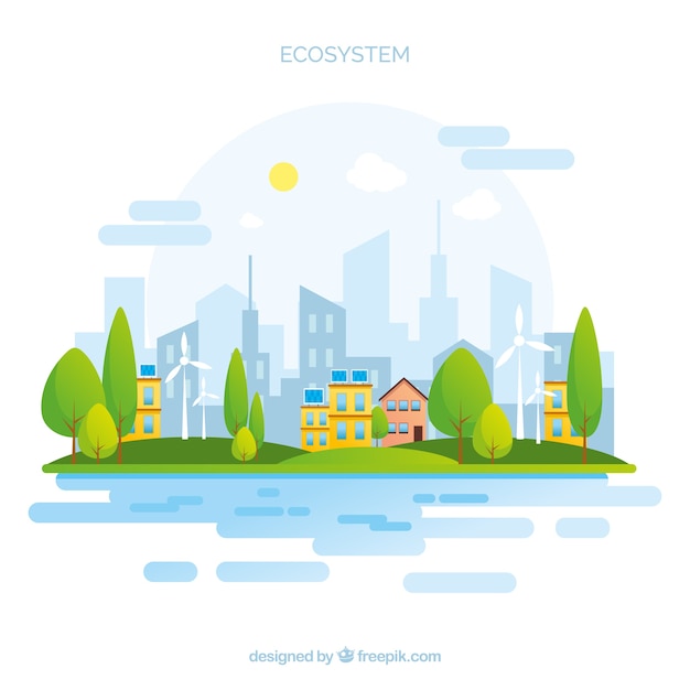 Vector ecosystem concept with city