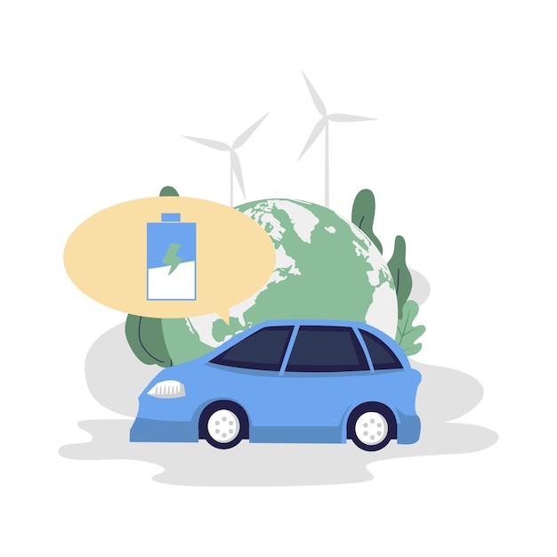 Ecovriendelijke auto vlakke stijl illustratie vector design