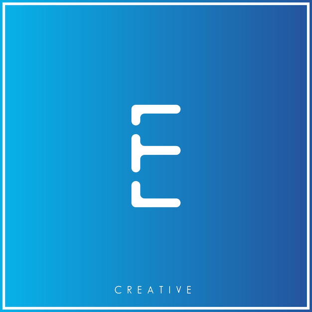 Eクリエイティブ後者のロゴデザイン プレミアムベクター文字 ロゴ ベクトルイラスト青のロゴ
