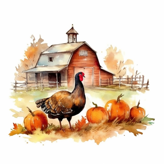 ector assortment of veggies watercolor thanksgiving Fall Turkey and Pumpkin for Christmas