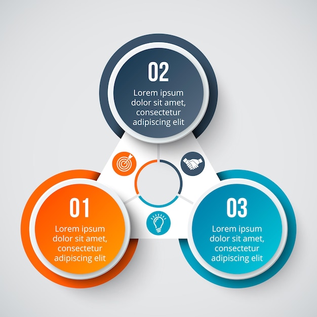 Ector circle element for infographic with 3 steps