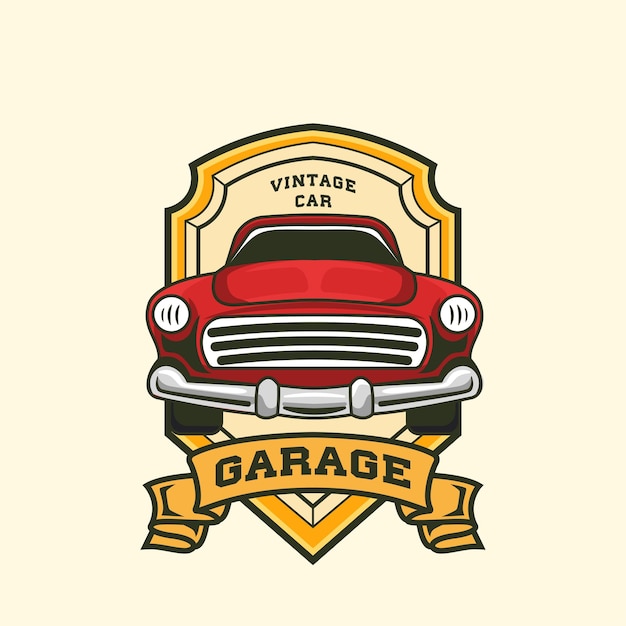 ector illustratie van vintage badge auto's