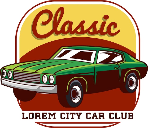 ector illustration of vintage badge cars