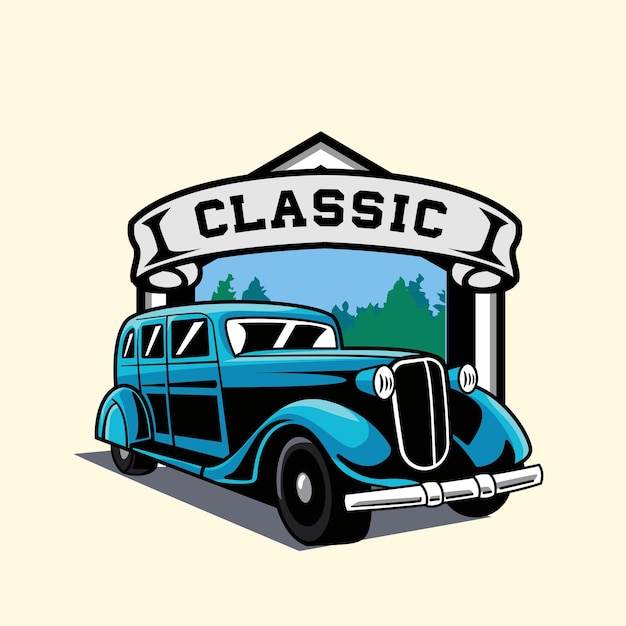 ector illustration of vintage badge cars