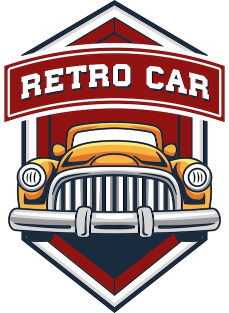 Vettore ettore illustrazione di auto d'epoca badge