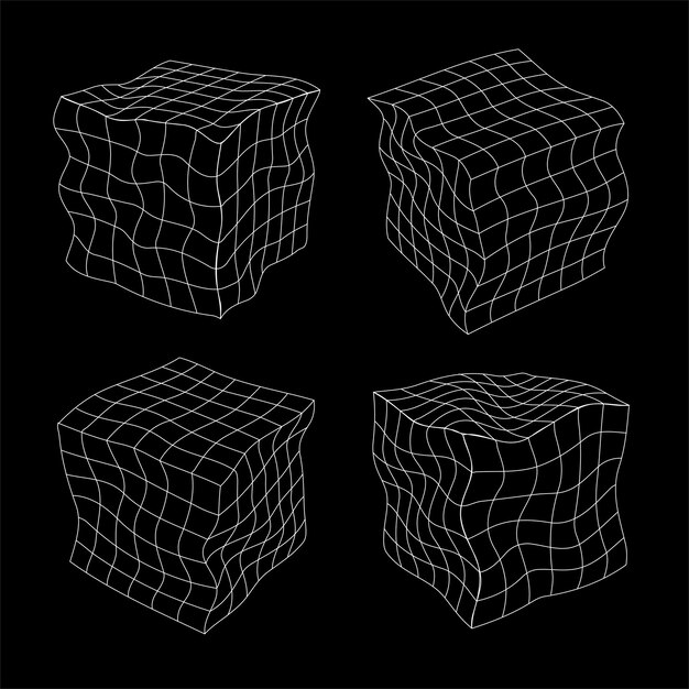 ector retro futuristic design elements 3d cube retro graphics set  80s design trends and vintage