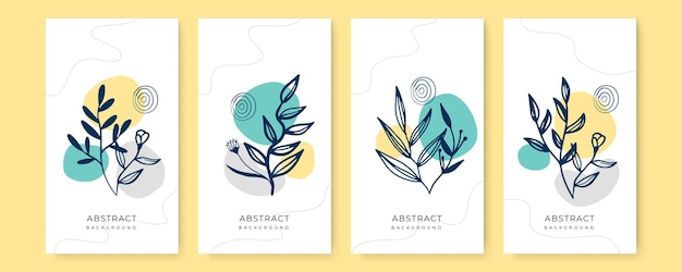 ector set of colorful social media   stories design templates   with leaves and waves universal creative organic boho design