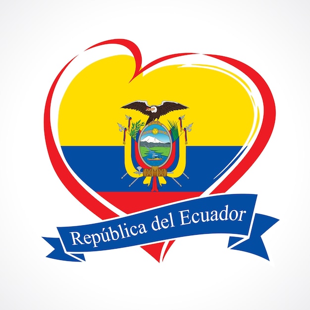 Ecuador flag in heart shape Creative Ecuadorian logo T shirt design Political icon