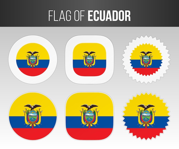 Ecuador flag labels badges and stickers Illustration flags of Ecuador isolated