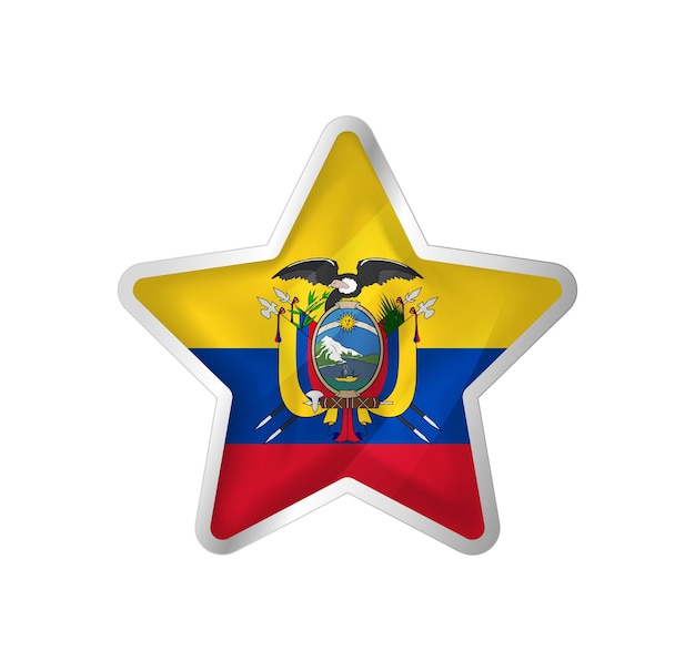 Ecuador flag in star. Button star and flag template. Easy editing and vector in groups.