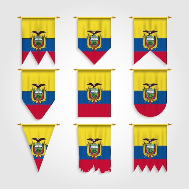 Ecuador flag in various shape