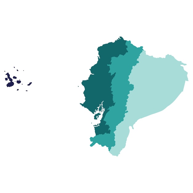 エクアドルの地図 4つの主要地域の地図