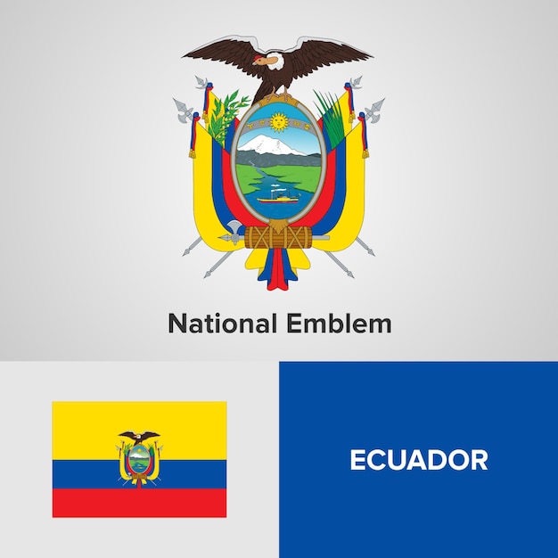 Ecuador Nationaal embleem en vlag