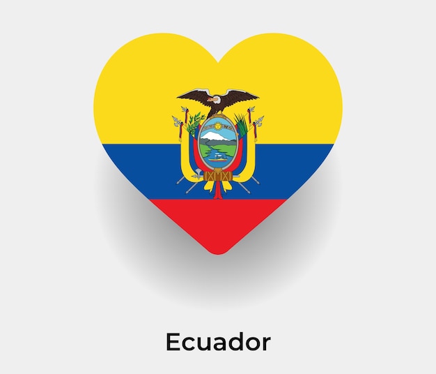 Ecuador vlag hart vorm pictogram vectorillustratie