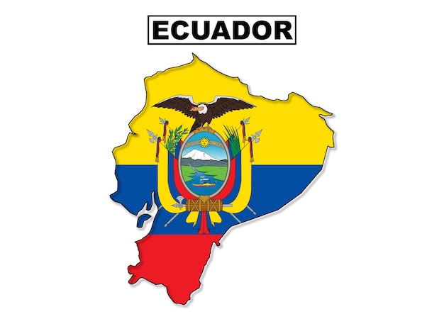 Ecuador vlag kaart in vector