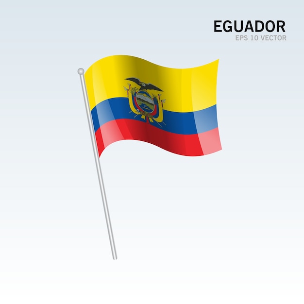 Bandiera sventolante ecuador isolato su sfondo grigio