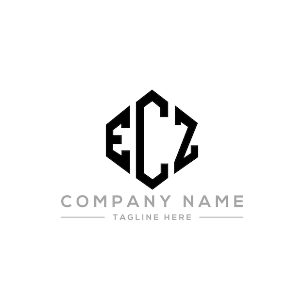 Вектор Дизайн логотипа ecz с буквой с формой многоугольника ecz многоугольный и кубический дизайн логотипа ekz шестиугольный векторный шаблон логотипа белые и черные цвета ecz монограмма бизнес и логотип недвижимости