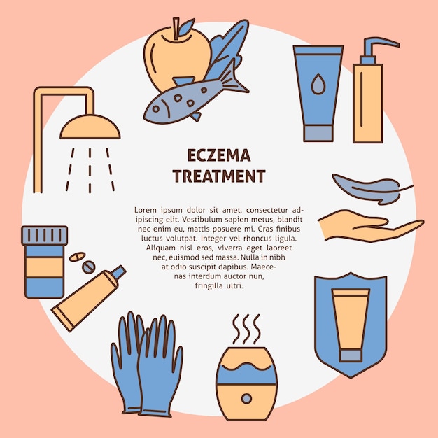 Vector eczema treatment round banner