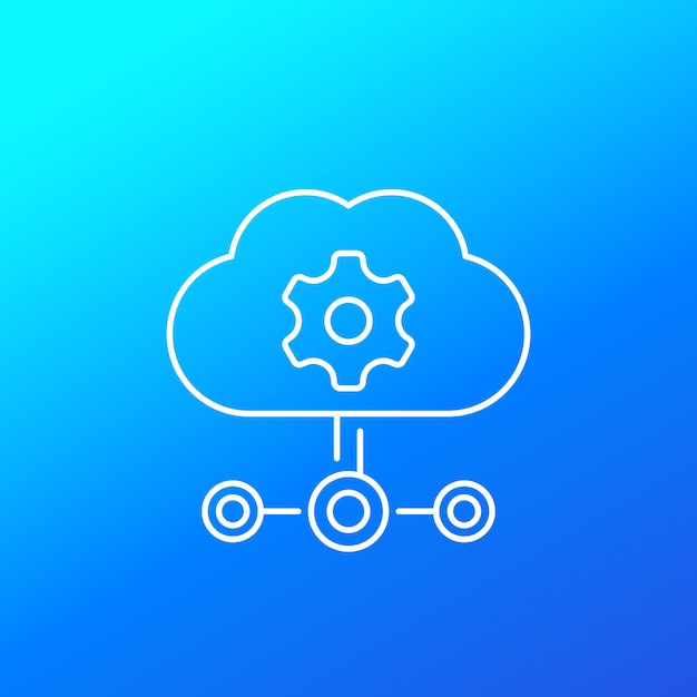 Edge computing technologies icon with cloud linear