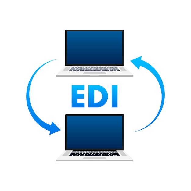 Edi 電子データ交換サイン ラベル データ交換 edi アイコン ベクトル ストック イラスト