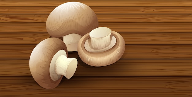 Edible Mushroom on Wooden Background