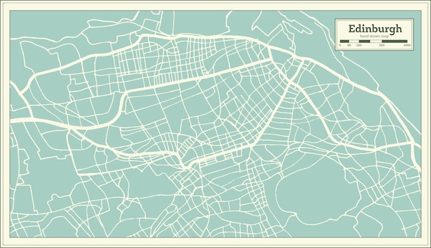 Mappa della città di edimburgo gran bretagna regno unito in stile retrò