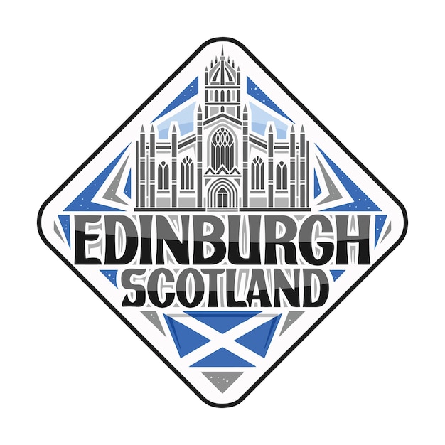 Edinburgh Skyline Landmark Flag Sticker Emblem Badge Travel Souvenir Illustration