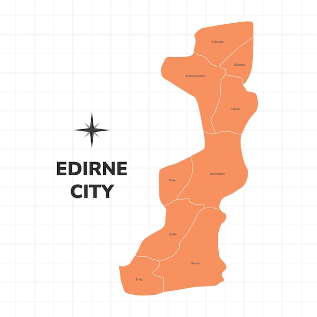 Vector edirne city map illustration map of the city in turkey