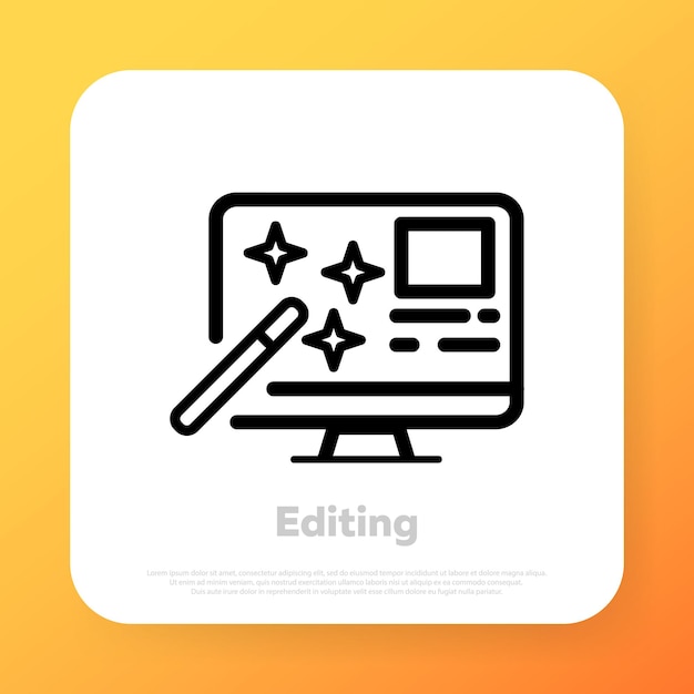 Vector edit line icon. correct document concept. editing mistake. vector line icon for business and advertising