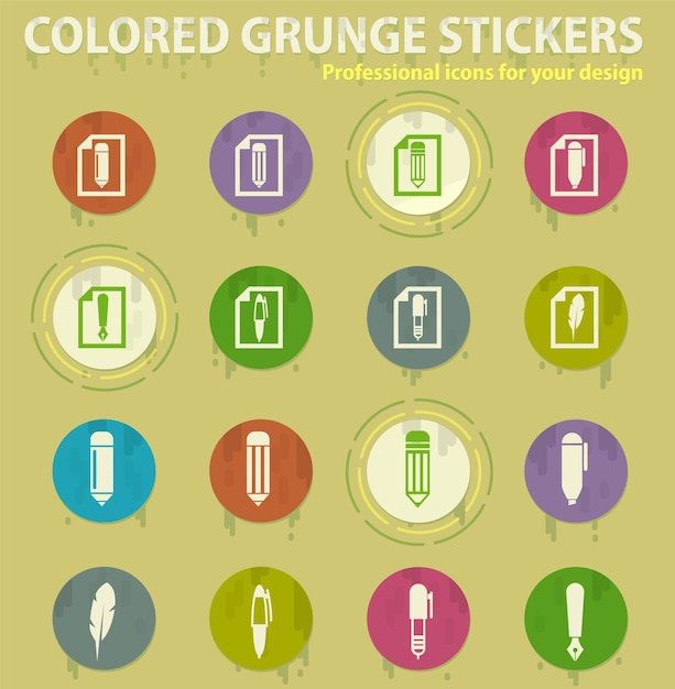 Edit symbols colored grunge icons