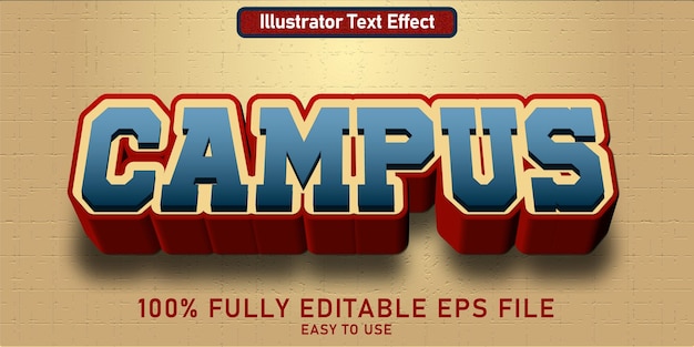 Vettore edit table text effect campus (tabella di modifica del testo)