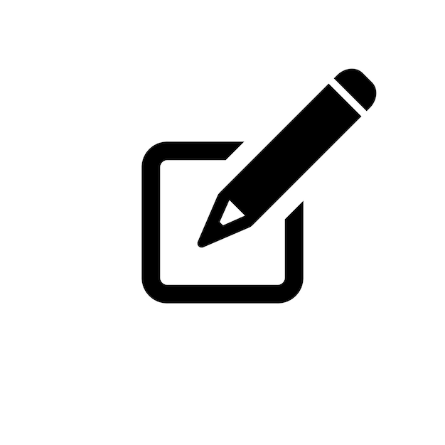 Vector edit text icon. pencil icon. sign up icon. pen or ballpoint with square box. vector illustration