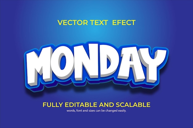 Editabel text effect monday vector