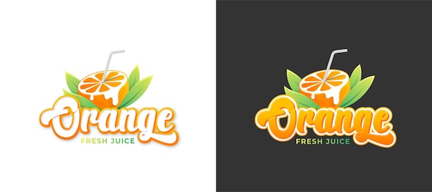 Editable 2 text style orange juice logo