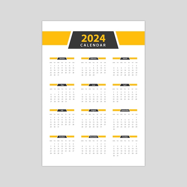 Premium Vector Editable 2024 calendar template