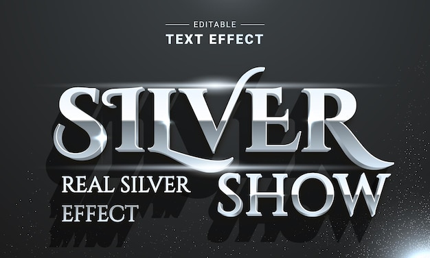 Editable 3d black silver text effect