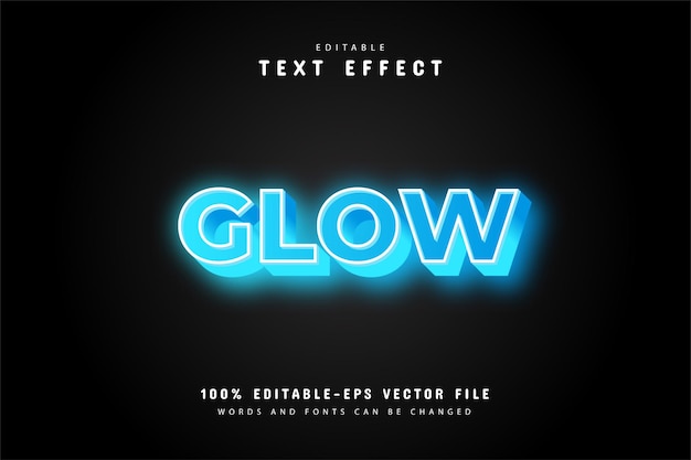 Editable 3d blue glow text effect