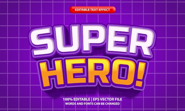 Editable 3d bold super hero purple text effect