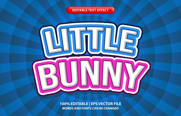 Editable 3d cartoon bold bunny text effect