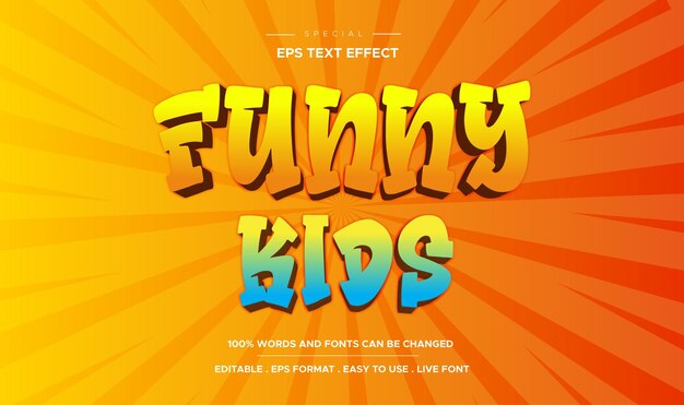 Editable 3d funny kids text effect