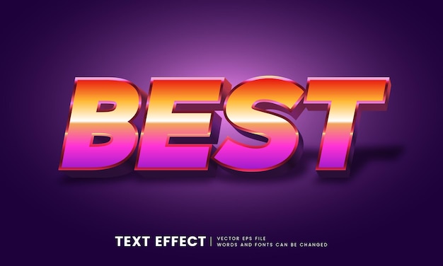 Editable 3d gloosy futuristic retro best text effect