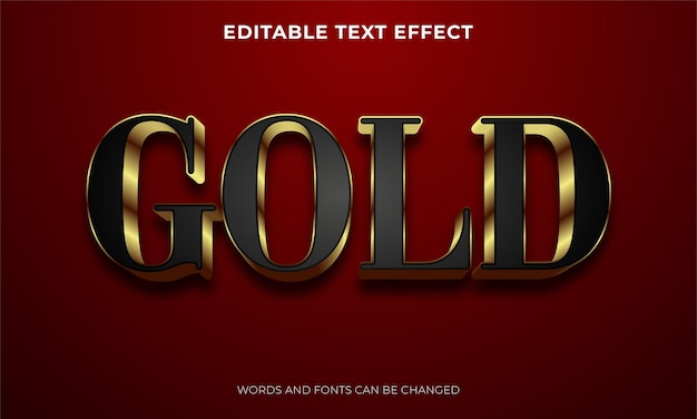 Editable 3d gold text effect